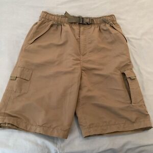 Swiss‎ Sport Cargo Shorts Mens Medium Beige Nylon Belted Elastic Waist Hiking
